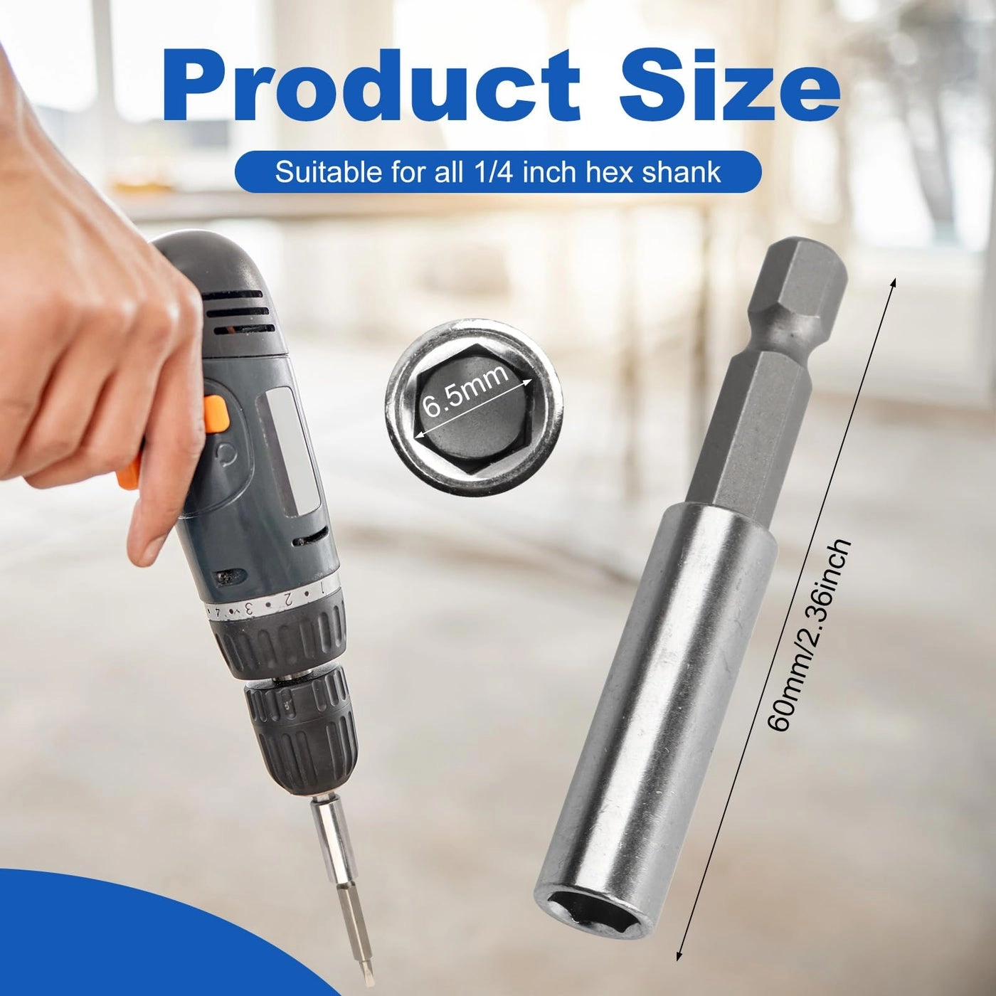 Magnetic Extension Socket Drill Bit Holder - 1/4" Hex