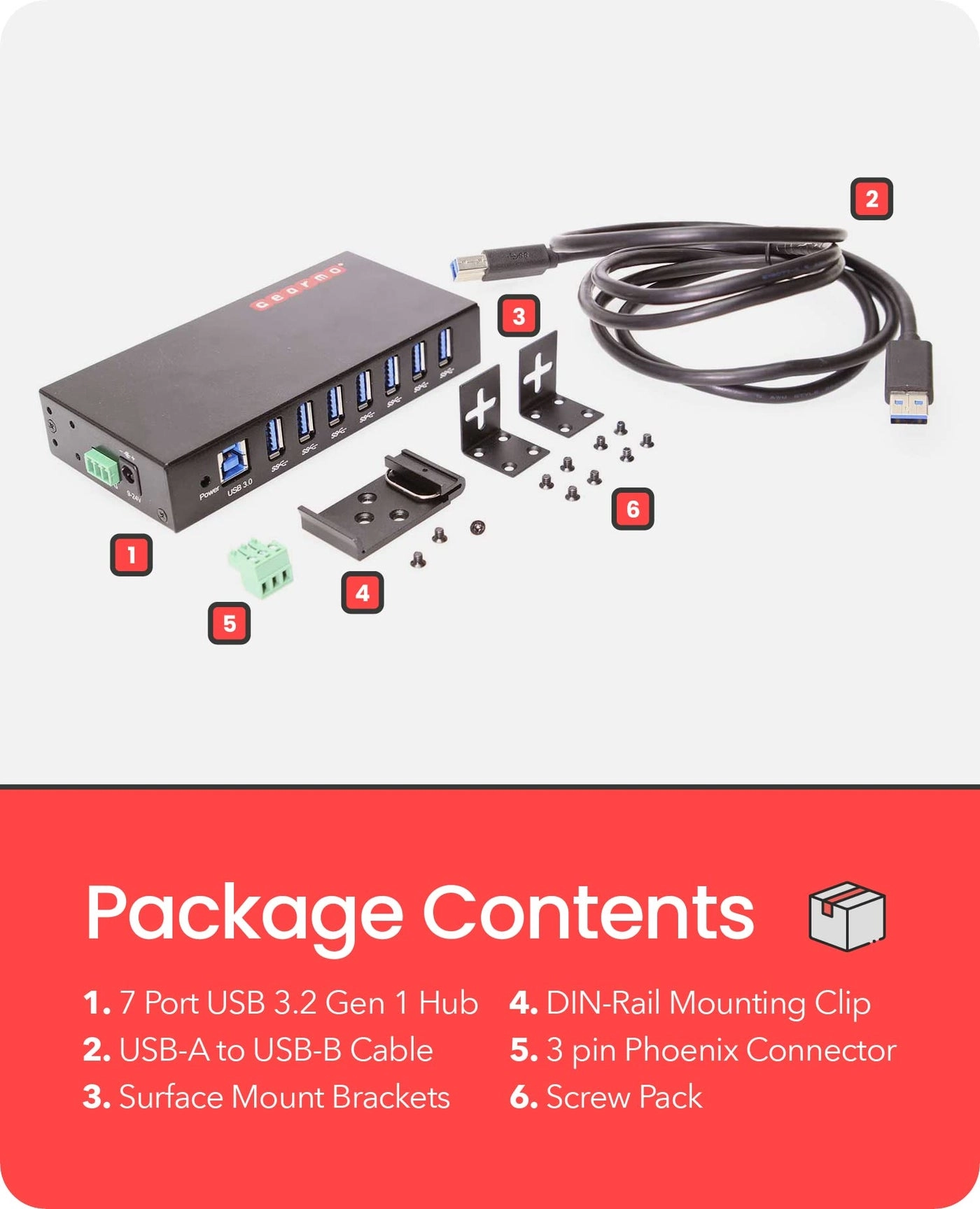 7 Port USB 3.0 Hub - Compatible with Windows 7/8/10/11, MacOS & Linux