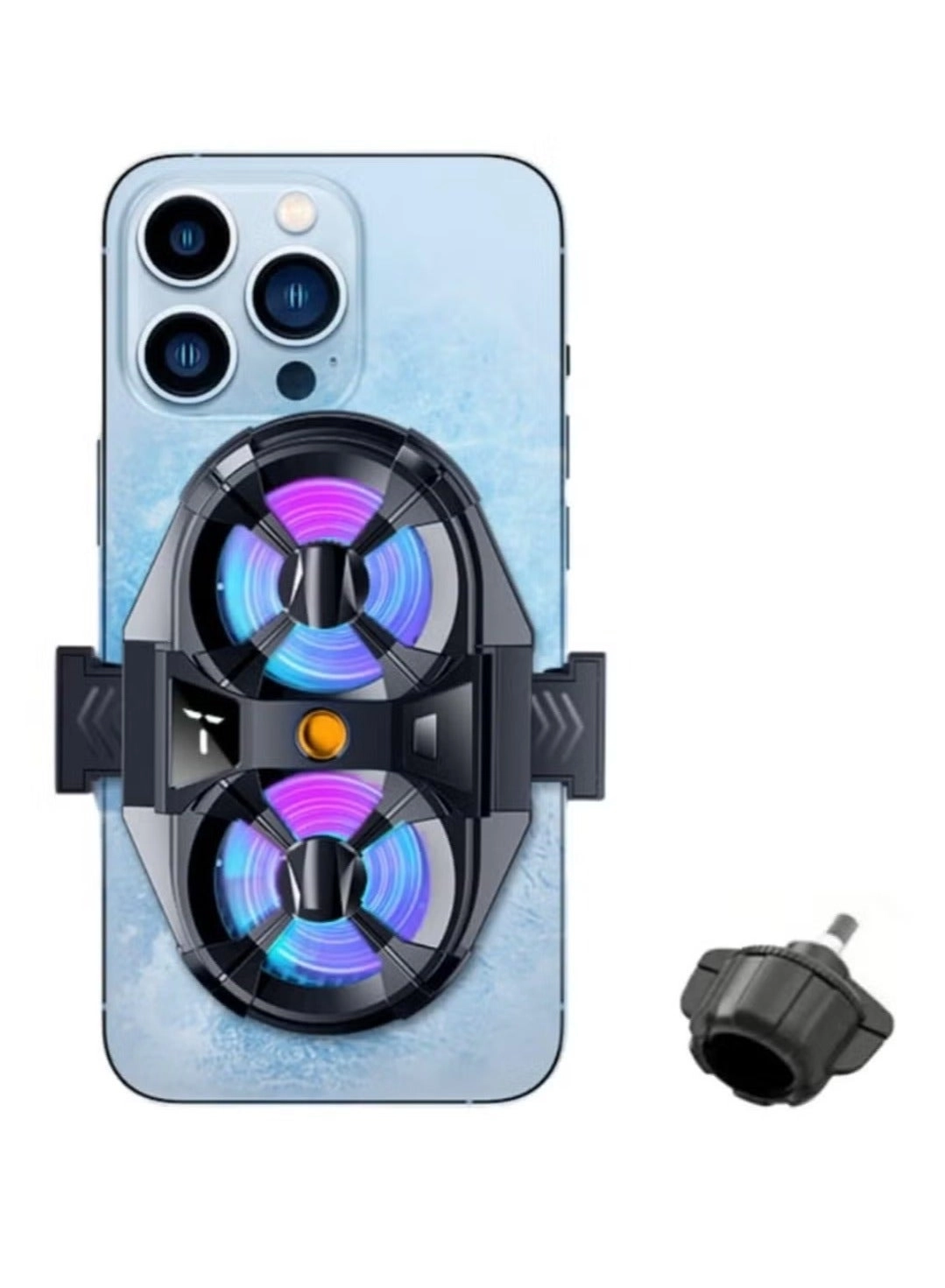 Dual Cooling Fan Cell Phone Cooler - 3-Speed Fan LED Display Adjustable Holder