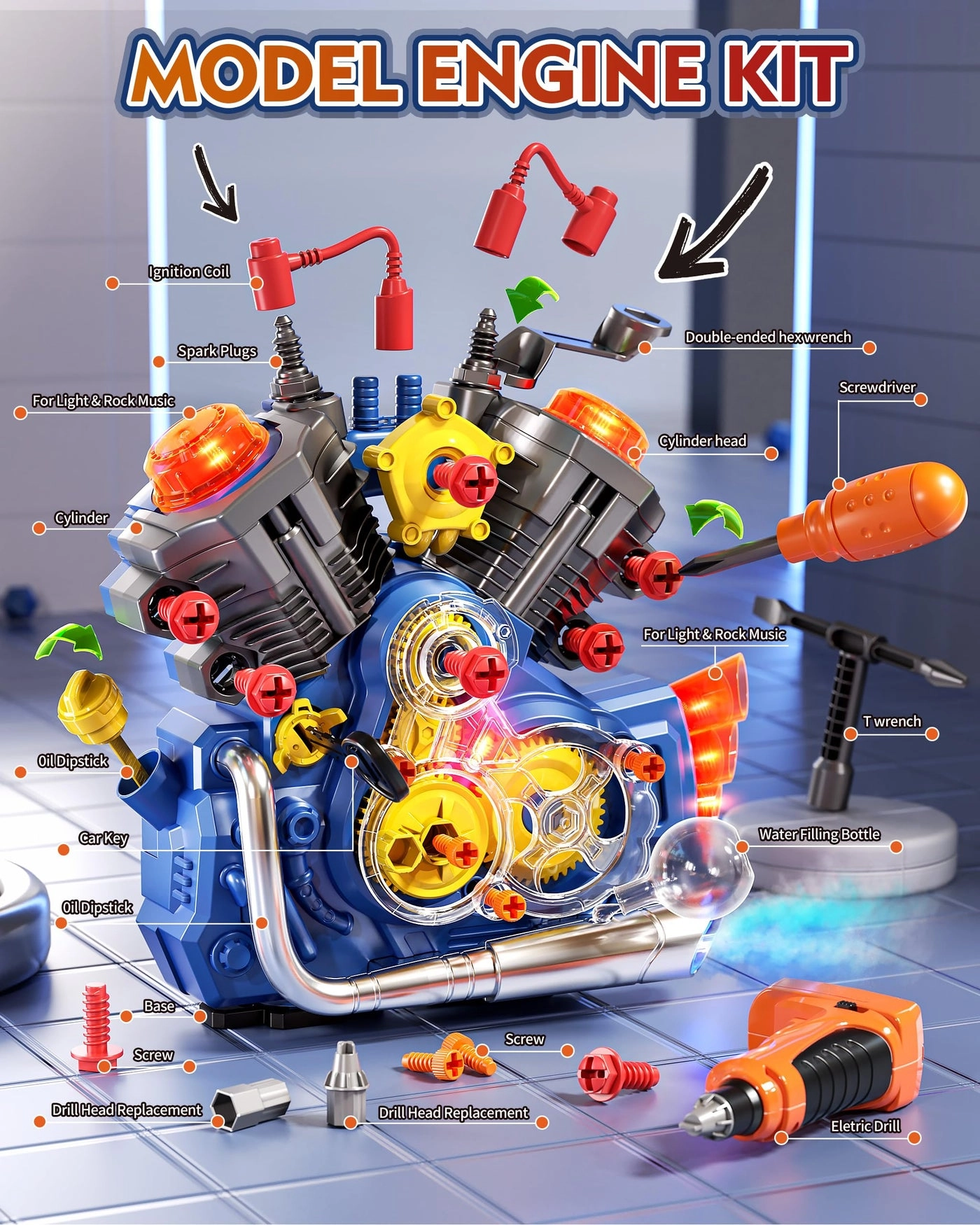 Engine Building Kit Engineering - 3 years+ 42 pieces