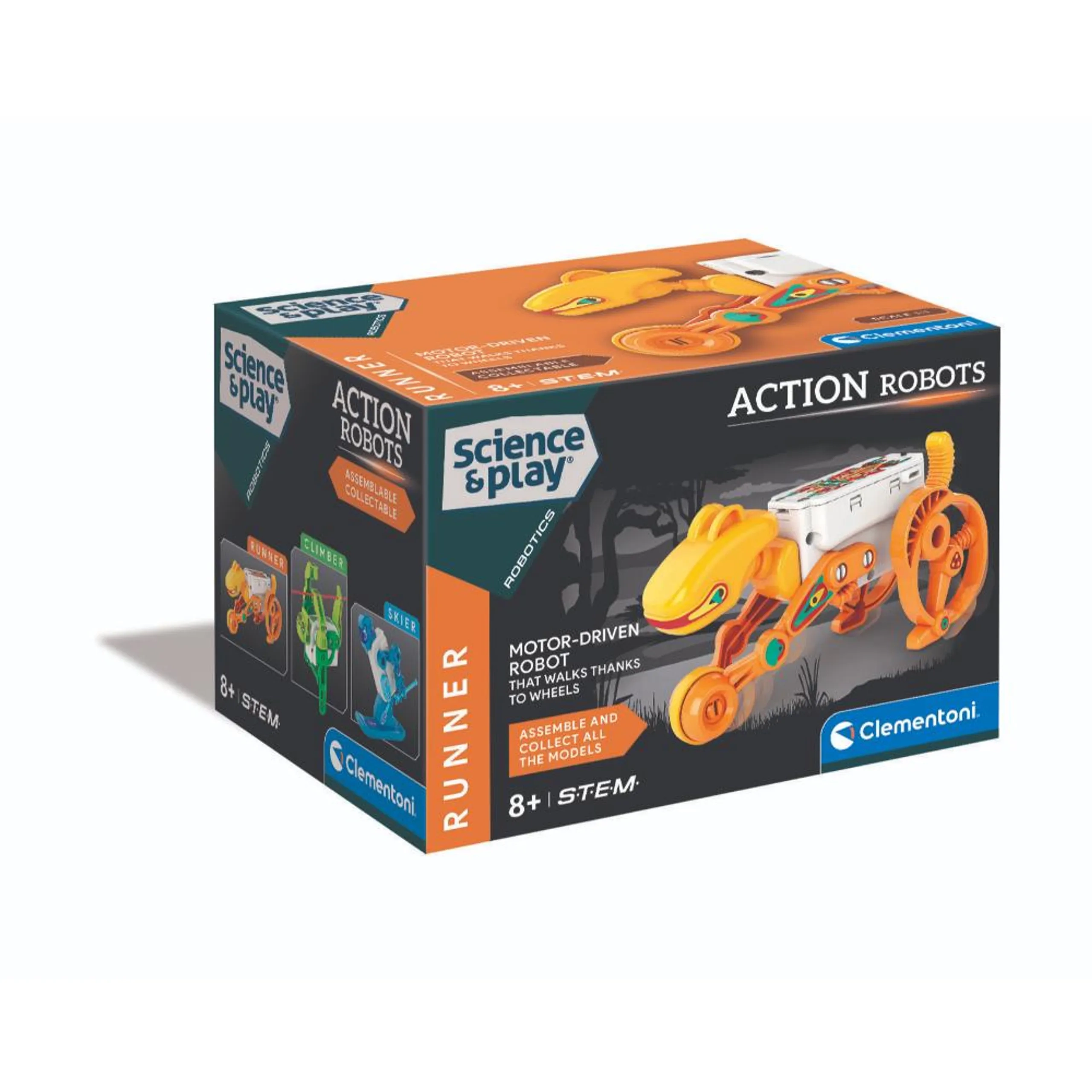 Clementoni Runner Action Assemble Robot - Orange/White Kit