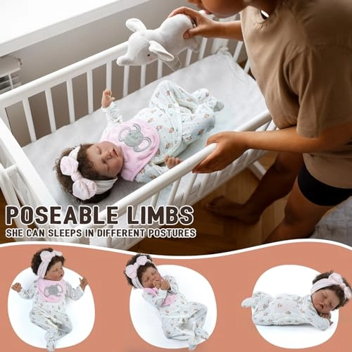 Reborn Baby Doll - 20 Inch Vinyl Cloth Body Black Ages 3+