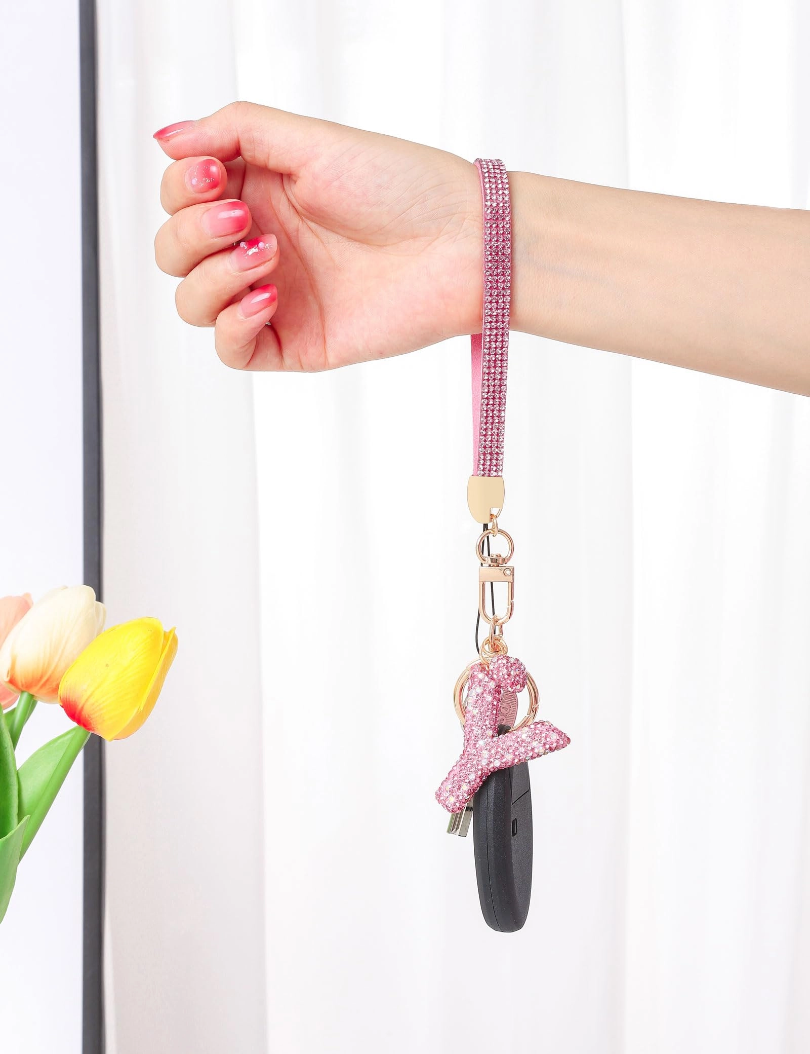 Initial Keychain - L Purple Rhinestone