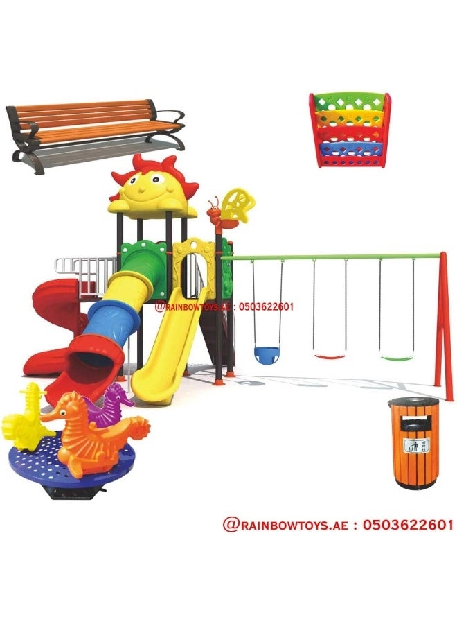 Multi Purpose Kids Outdoor Playing Equipments - 770x320x280cm 2+ Years