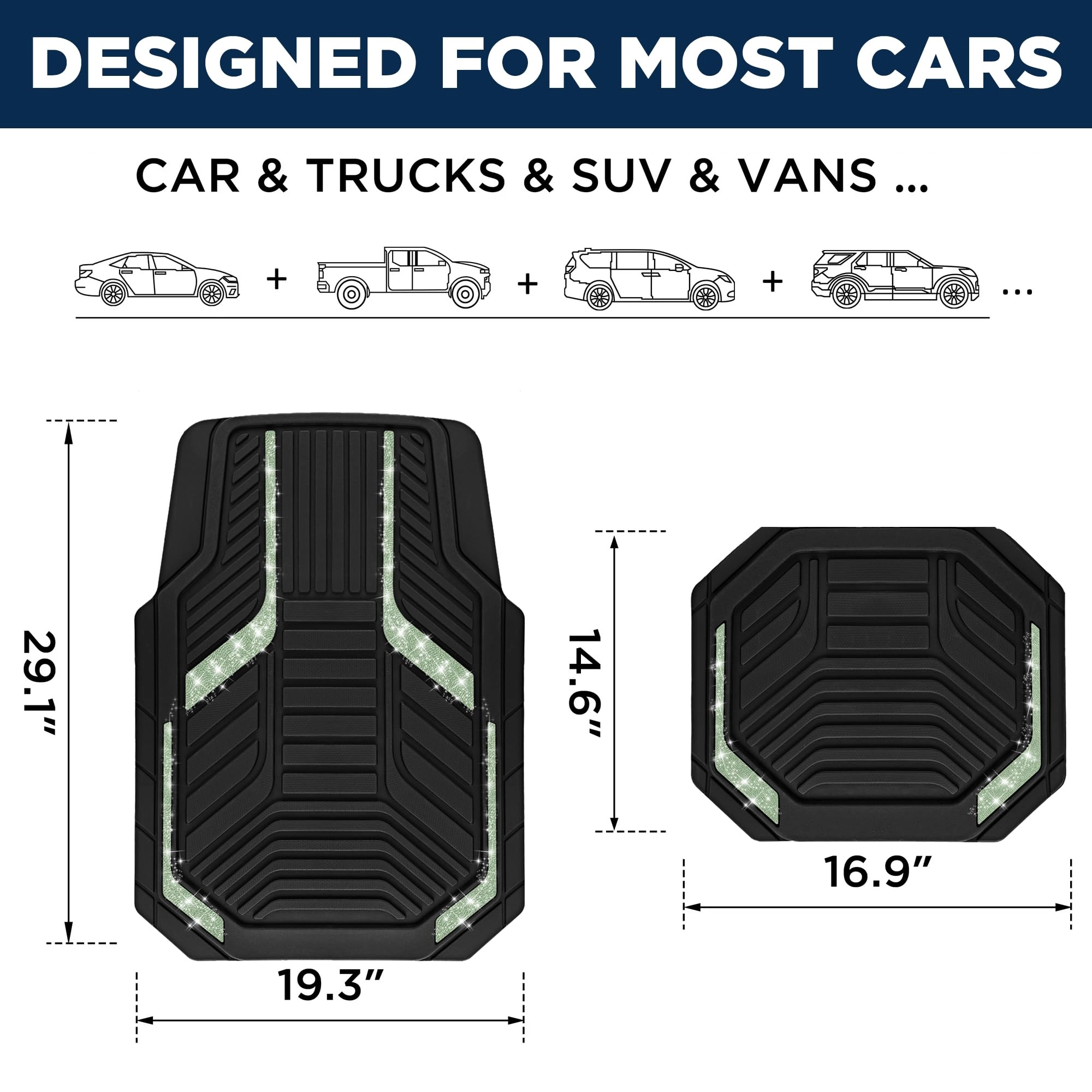 Heavy Duty Rubber Floor Mats - Pink Universal Fit