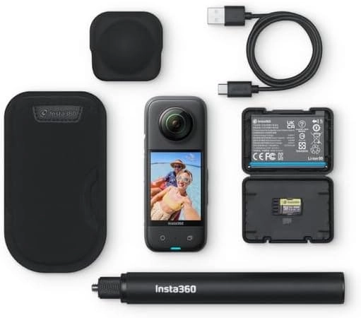 X3 - 360 5.7K + Case + Invisible Selfie Stick - 70cm + Extra Battery + Lens Cap + Memory Card - 64GB