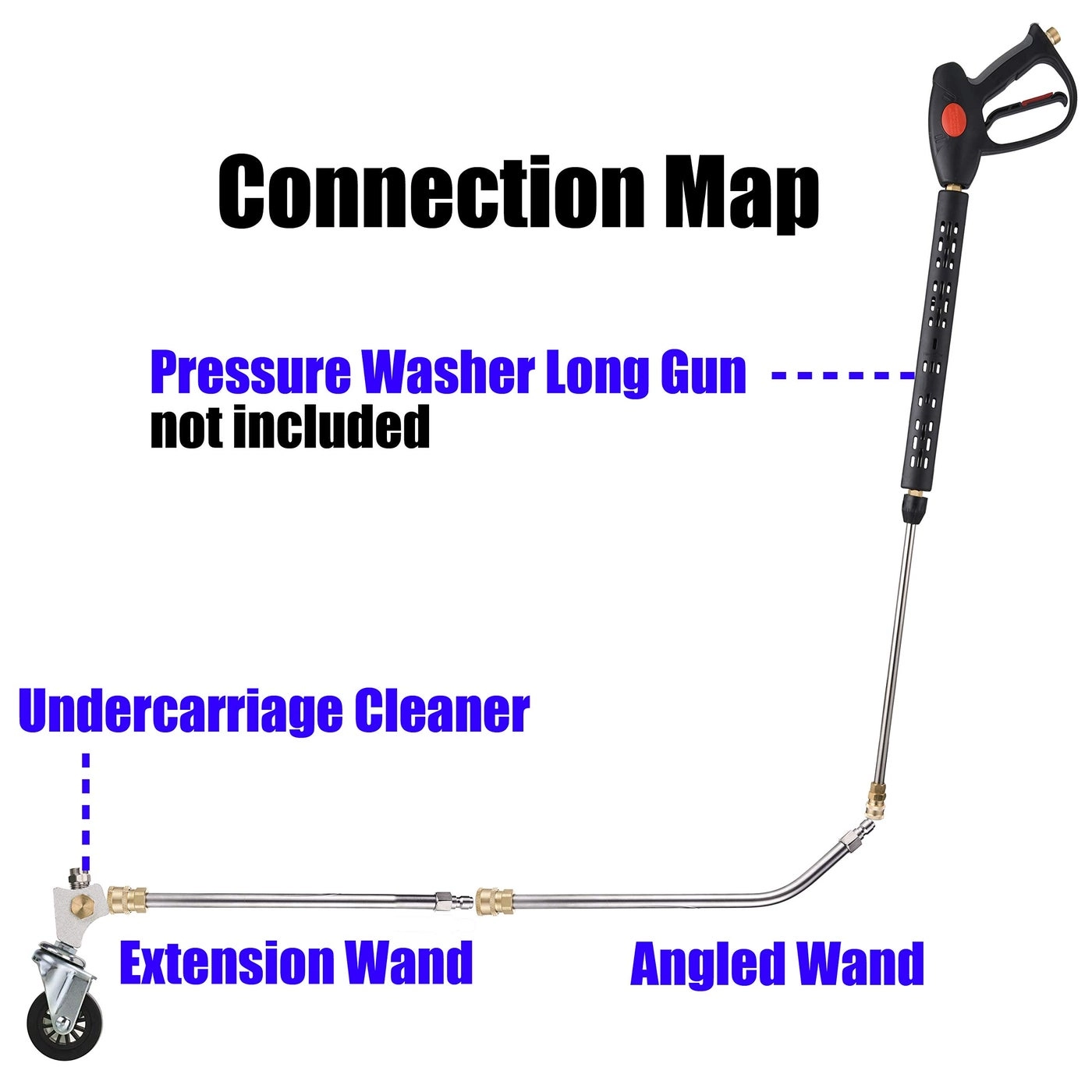 Pressure Washer Undercarriage Cleaner - 45 Degree Angled Wand 1500 PSI to 4000 PSI