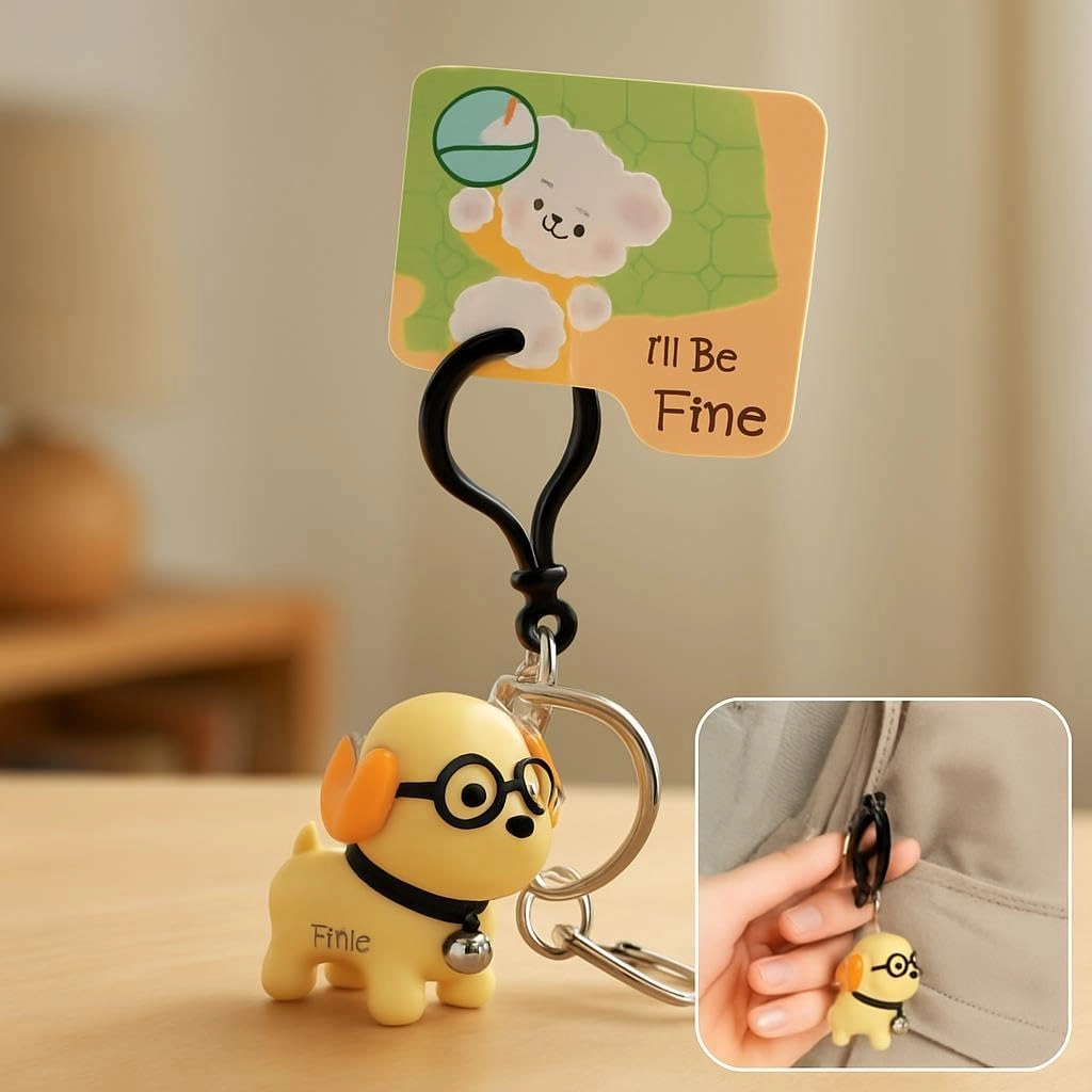 Silicone Keychain - Funny Dog with Glasses