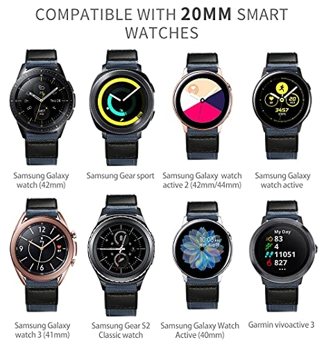 20mm 22mm Canvas Leather Hybrid Watch Band for Amazfit Bip/GTR/GTS/Pace/Stratos - 42mm 47mm