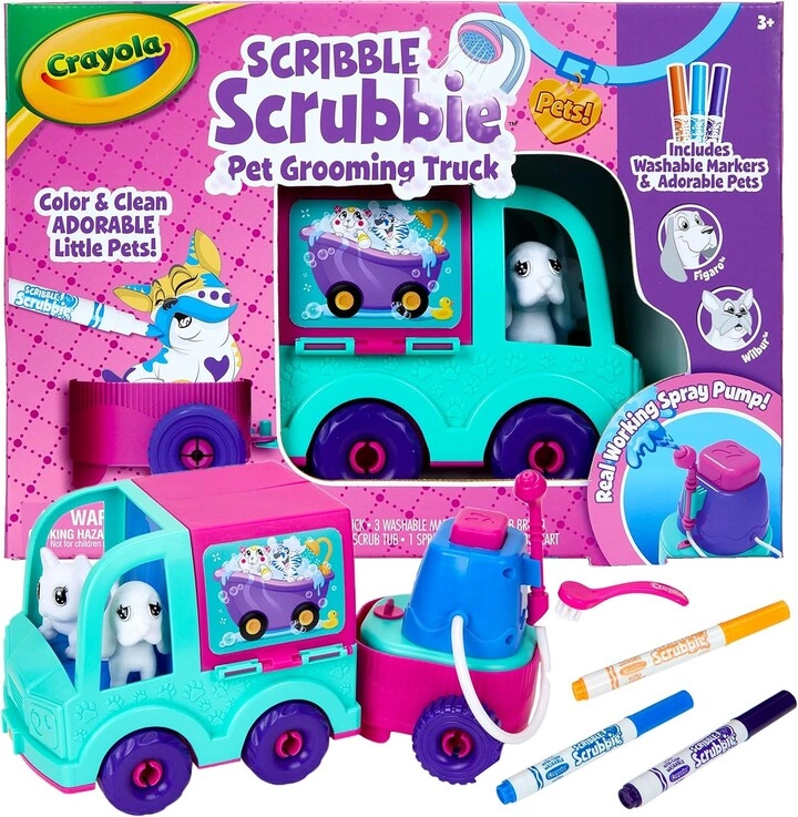 COLOR LAND CHILDRENS TOYS CENTER LLC Scribble Scrubbie Pets Grooming Truck - 12 Washable Animal Figures Pack