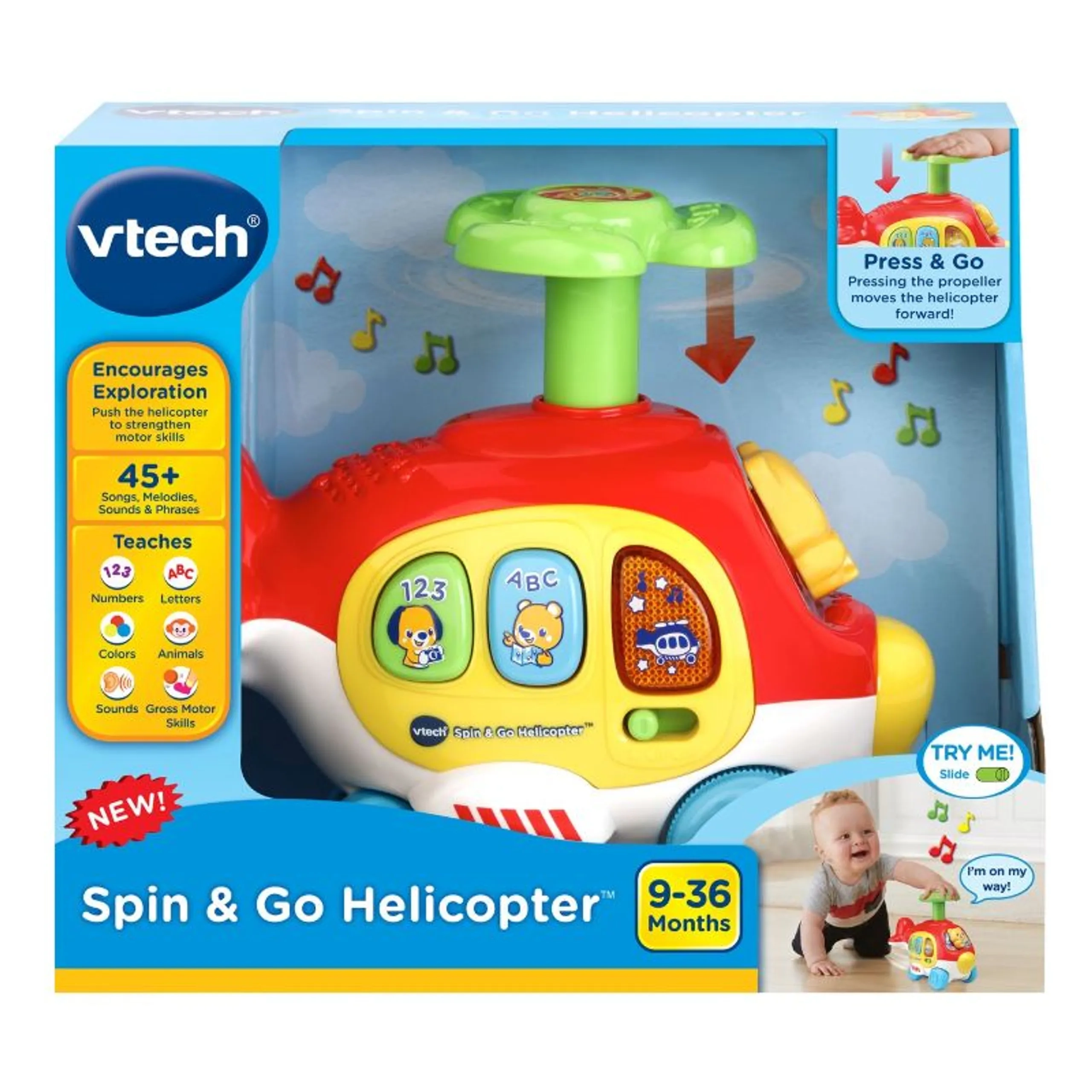 Push & Spin Helicopter - Suitable for 9 months to 3 years 3 sing-along songs