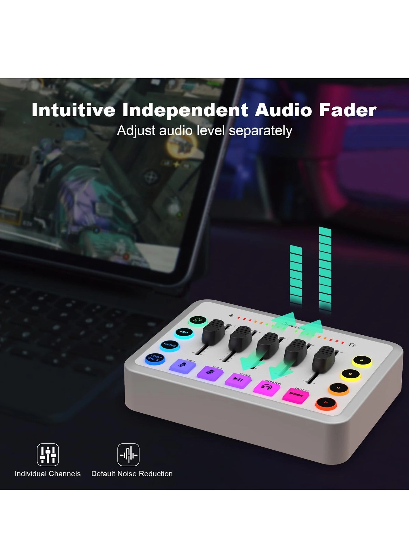 Audio Mixer + Microphone + Stand + Cables