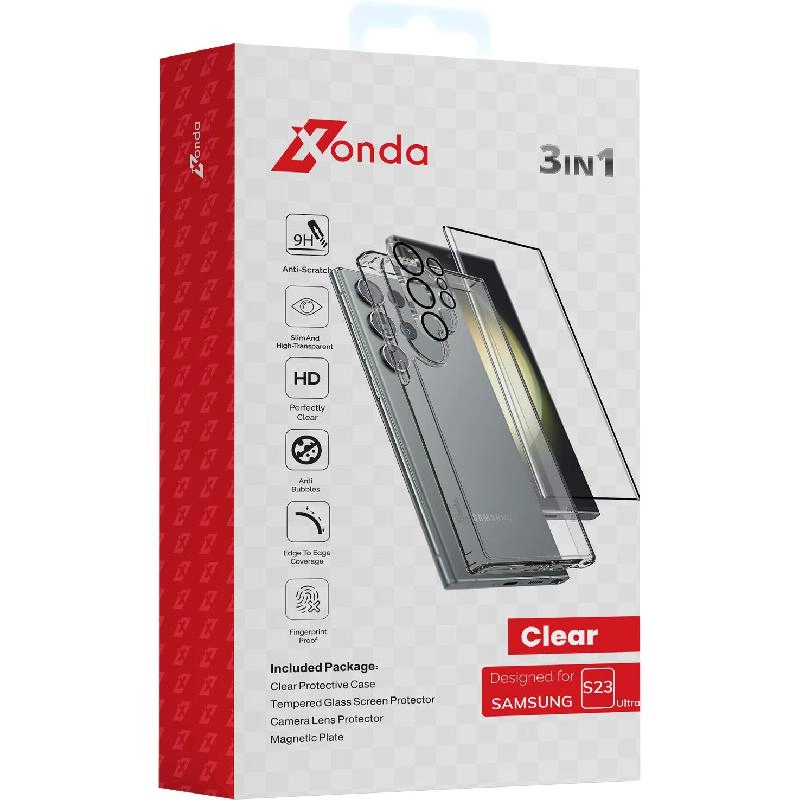 Clear Case - Clear for Samsung Galaxy S24 Ultra + Tempered Glass + Camera Lens Protector