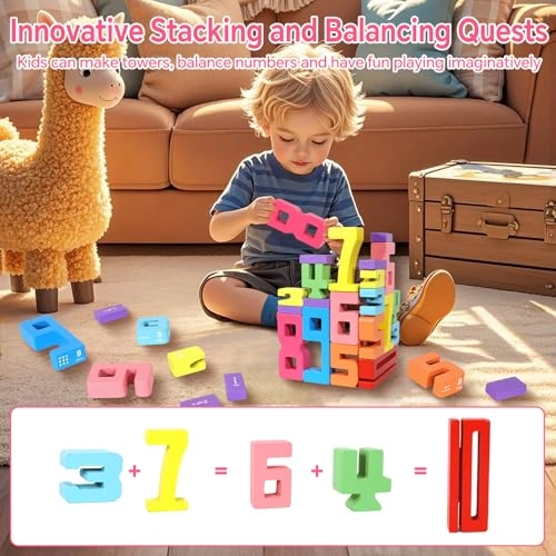 Wooden Number Building Blocks - 18 months and up 18 pieces