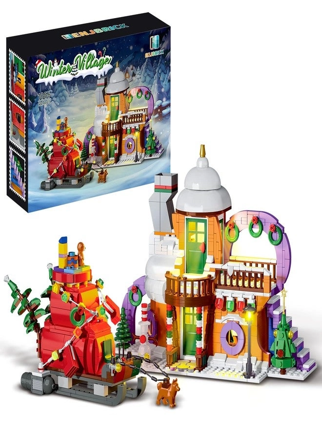 ENJBRICK Christmas Holiday Snow House Building Toy Set - 1224 pcs