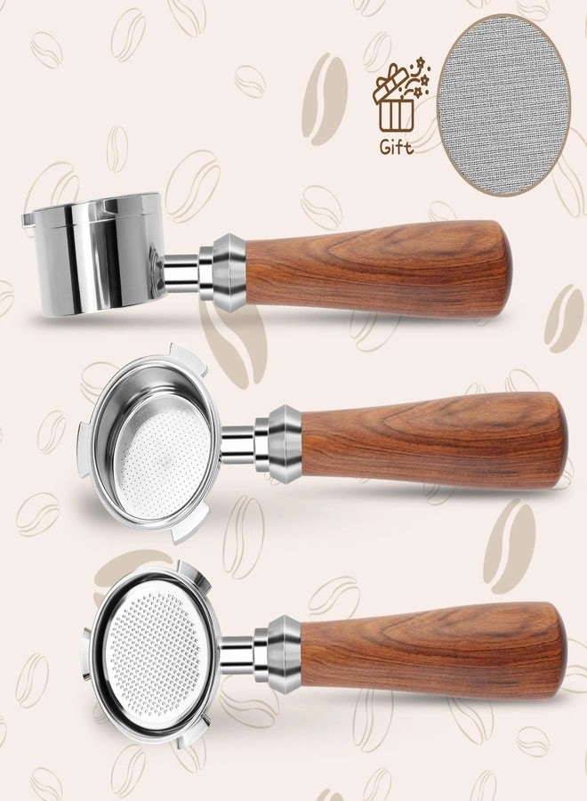 51mm Bottomless Portafilter - 3 Ears Compatible with Delonghi Dedica EC680 EC685 SMEG EUPA Rosewood Handle