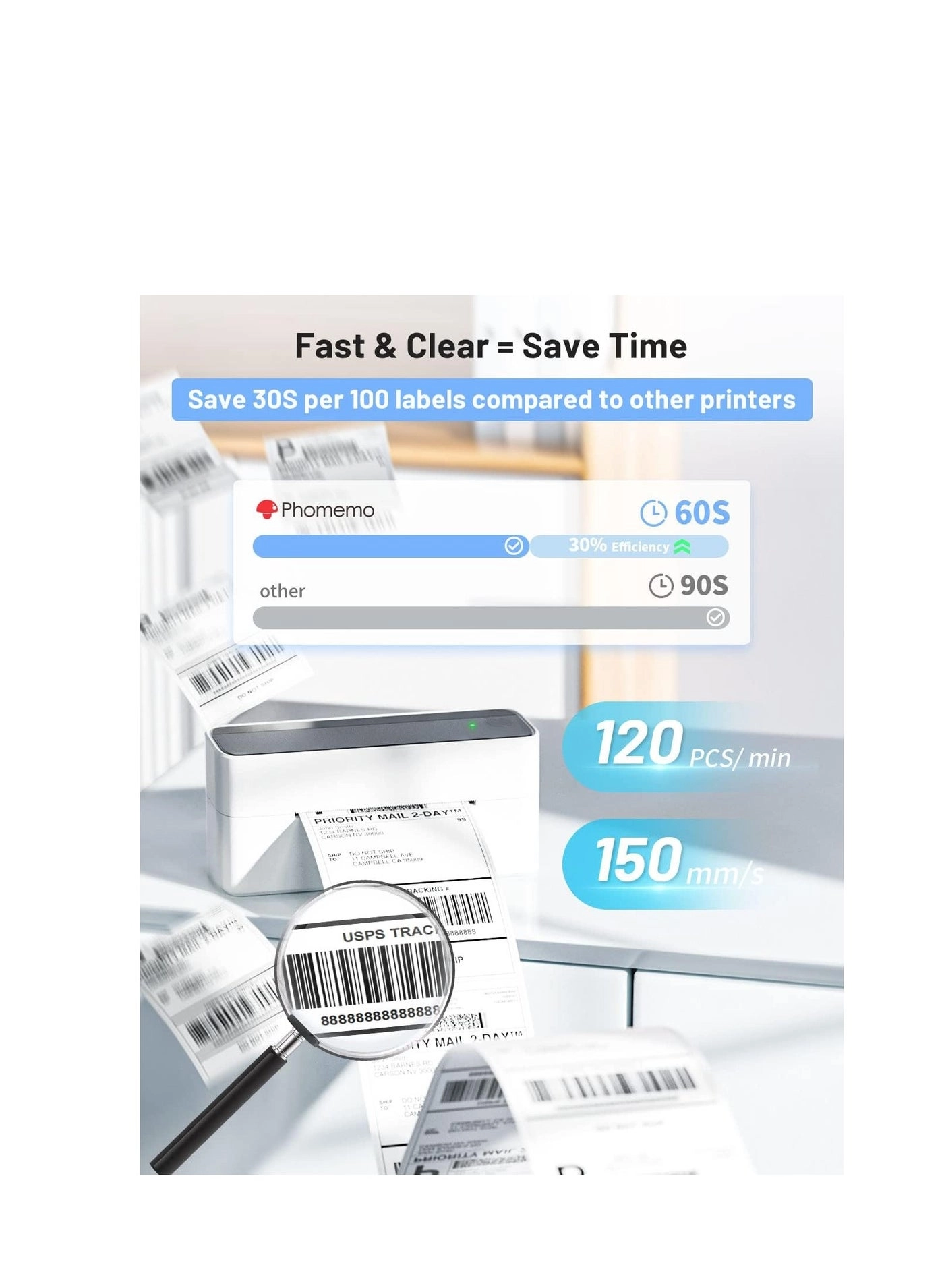 Bluetooth Thermal Shipping Label Printer - 4x6