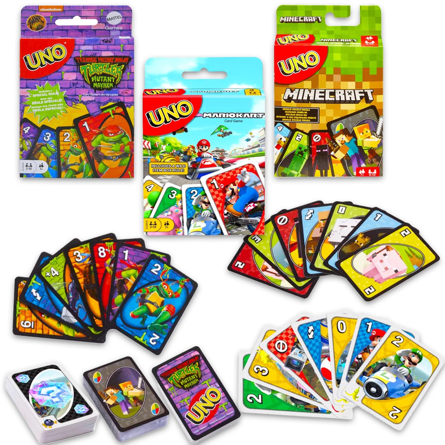 Mattel UNO Minecraft + UNO Super Mario + UNO Teenage Mutant Ninja Turtles