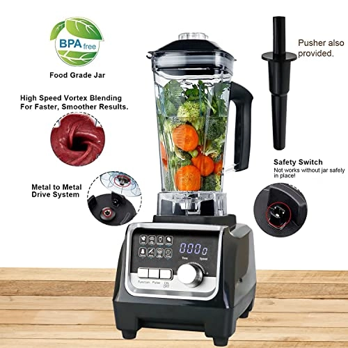Digital Commercial Blender - Digital control with 8 pre-set functions, BPA-free jars