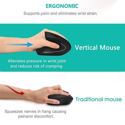 Left Handed Ergonomic Vertical Mouse - Wireless