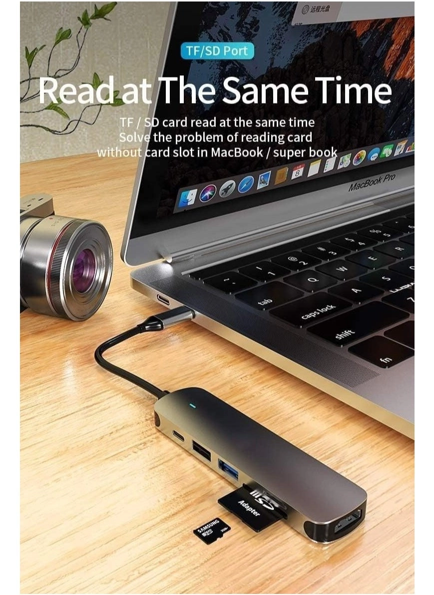 USB C Hub - 4K HDMI 100W PD SD/TF Card Reader