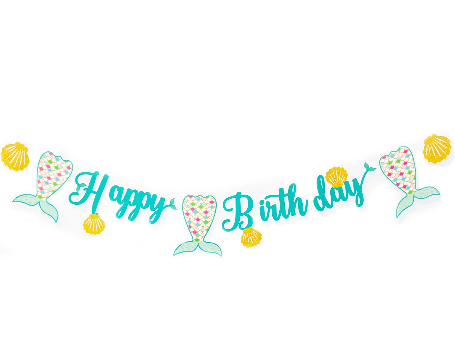 Party Time Trading LLC Mermaid Happy Birthday Banner - 14-Piece Birthday