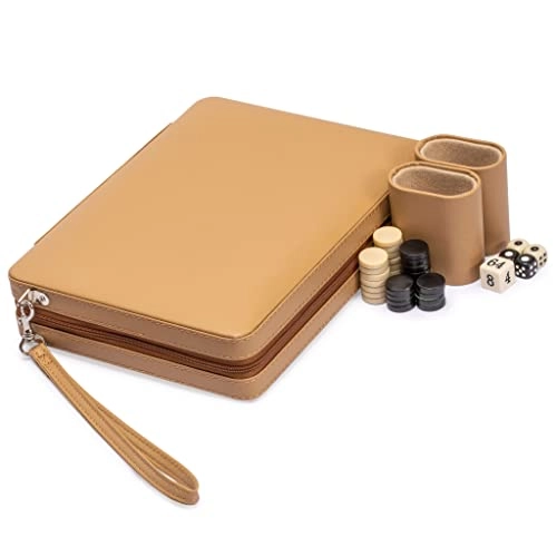 Backgammon Mini Game Set - Magnetic Travel Leatherette