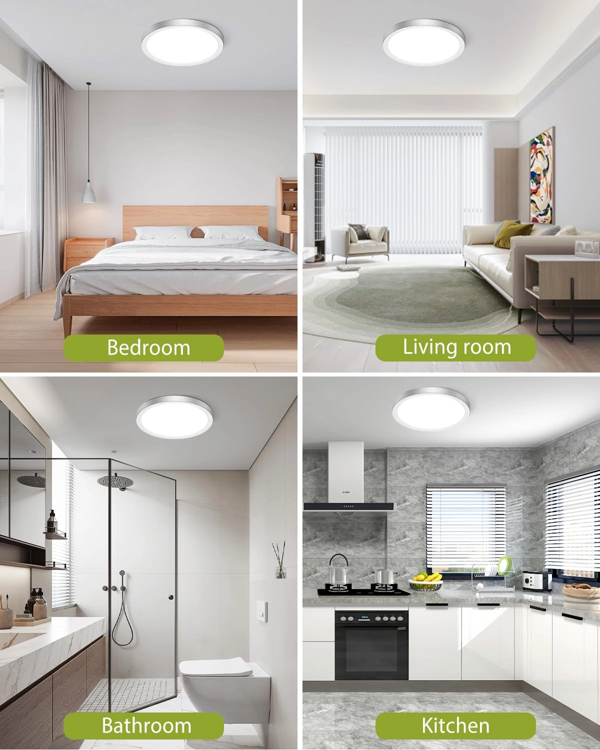 Flush Mount LED Ceiling Light - 3000K 4500K 6000K Dimmable