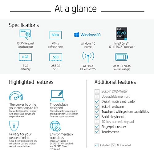 ENVY 13 13-ba1010nr - 13.3'' Core i7-1165G7 8GB DDR4 256GB SSD