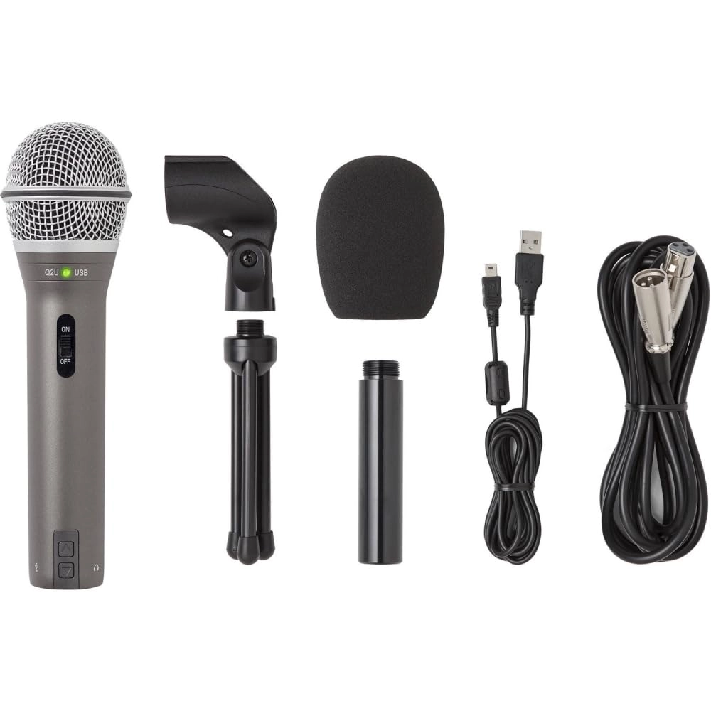 Q2U USB+XLR Microphone + ASVS4B + USB 2.0 A Male to A Female Extension Cable + Cleaning Cloth