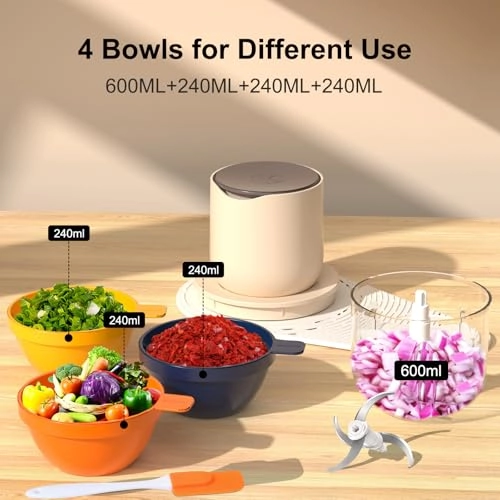 Electric Chopper - 600ML+240ML*3 Rechargeable