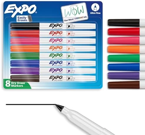 EXPO Low Odor Dry Erase Markers - Assorted Colors Ultra-Fine Tip