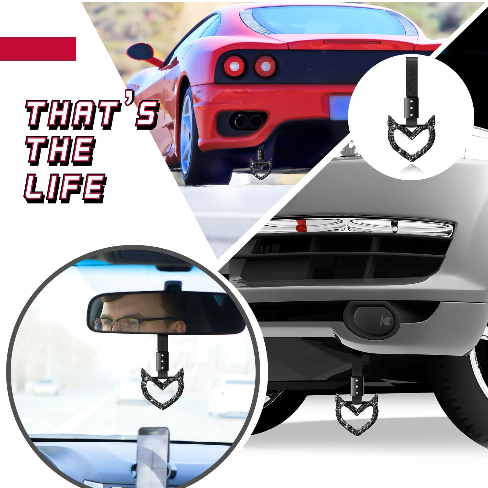 Bling Heart Handle Ring - Black Devil Style