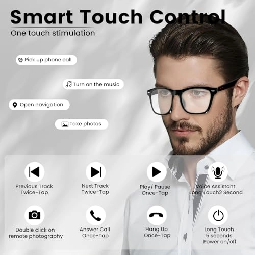 Smart Bluetooth Glasses - Touch Control Voice Control