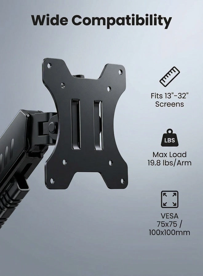 Dual monitor arm - 14-34 inch 75x75mm/100x100mm