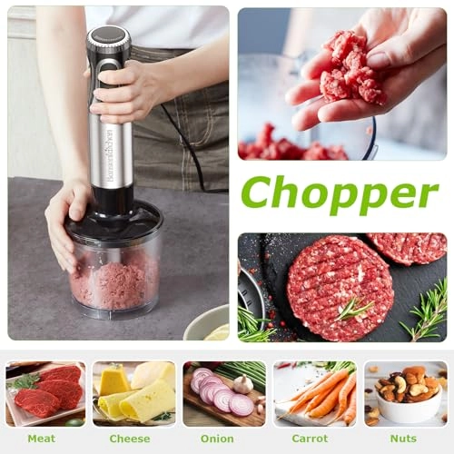 Immersion Blender - 20 Variable Speeds & Turbo, 4-in-1 Stainless Steel