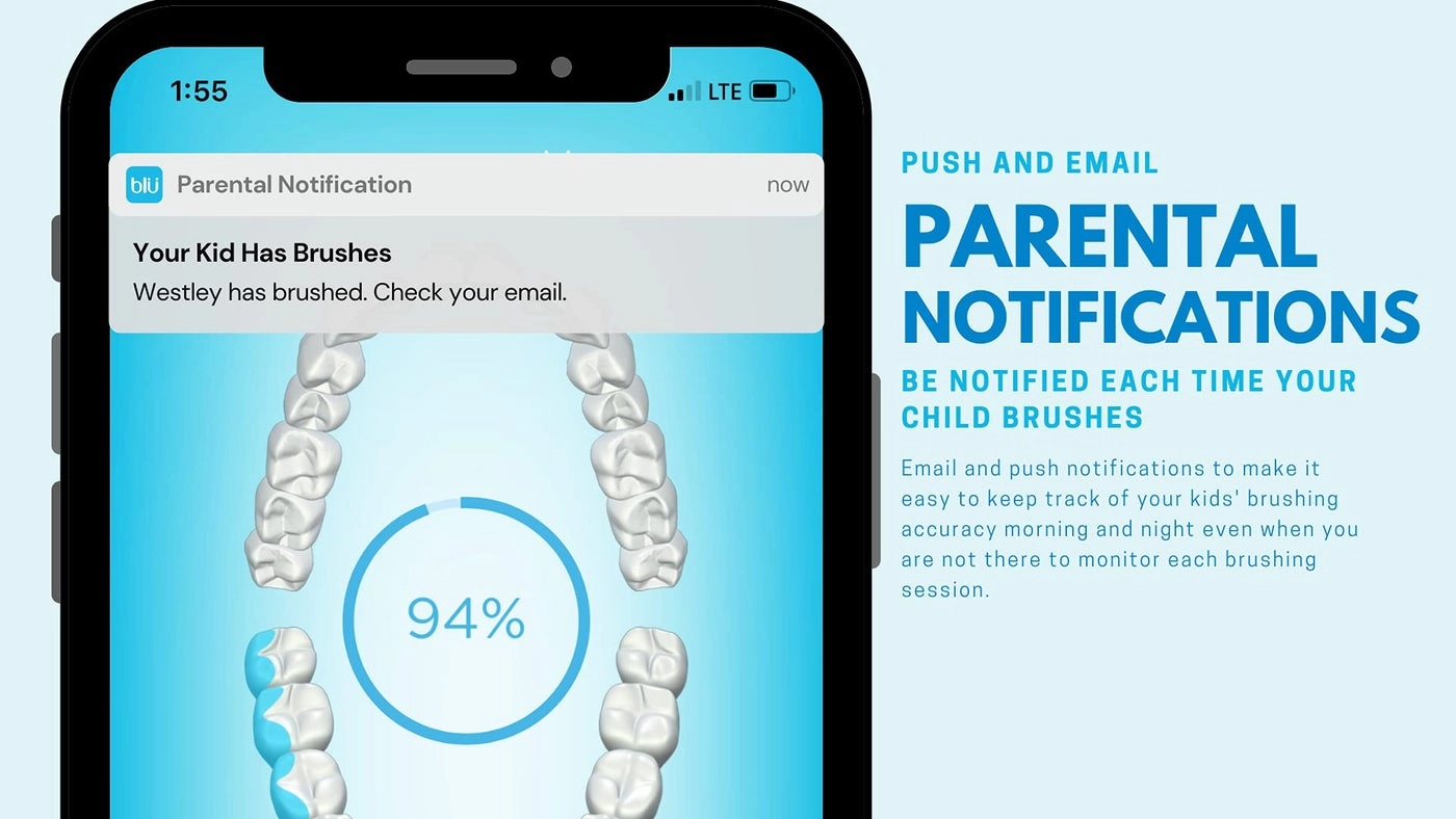 Smart Bluetooth Enabled Kids Toothbrush - Live Tracking App Wireless Rechargeable