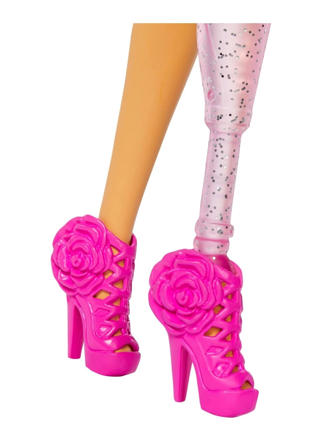 Barbie Deluxe Style Doll - Glittery Prosthetic Leg Black Hair Pink Top And Skirt Set Ages 4+