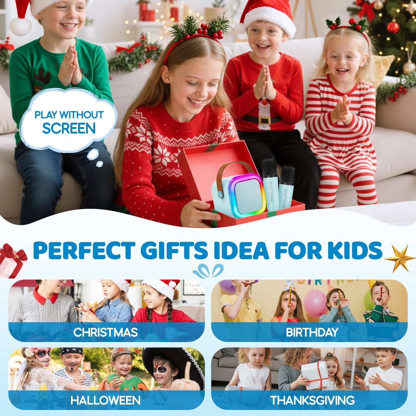 Mini Karaoke Machine - 2 Wireless Mics