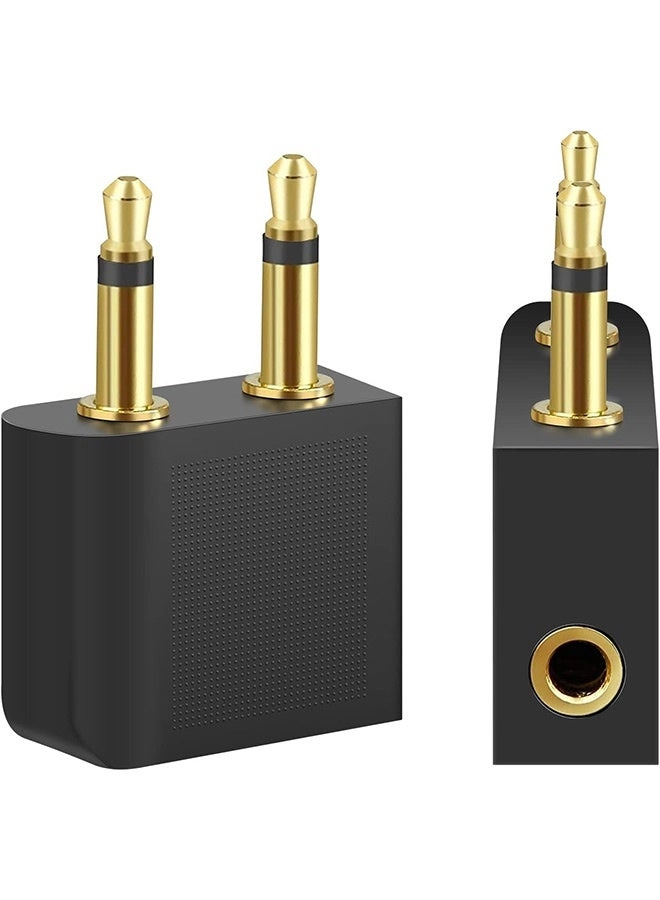 Airplane Headphone Audio Adapter - 4 Pack for Airlines Dual-prong Jack