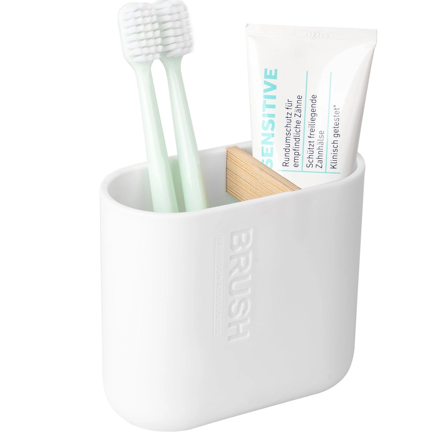 Toothbrush Holder - Bamboo 2 Pack White