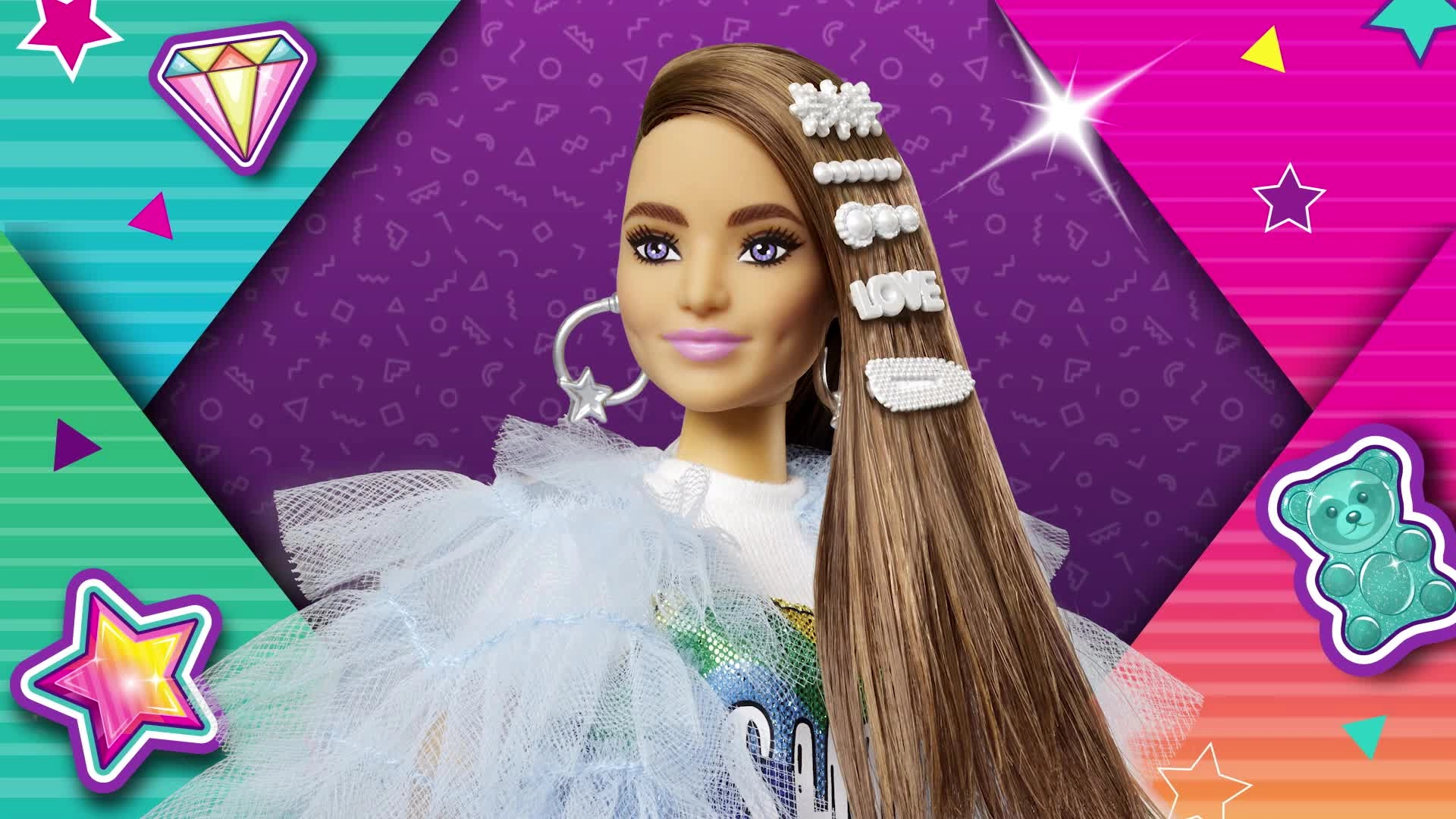 Barbie Extra Doll #9 - Blue Ruffled Jacket Pet Crocodile Ages 3+