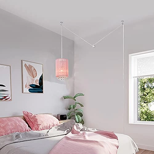 Plug in Chandelier - 1 Light Pink