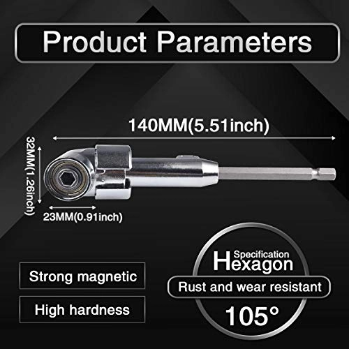 105 Degree Right Angle Drill Bit Extension Socket - 14inch