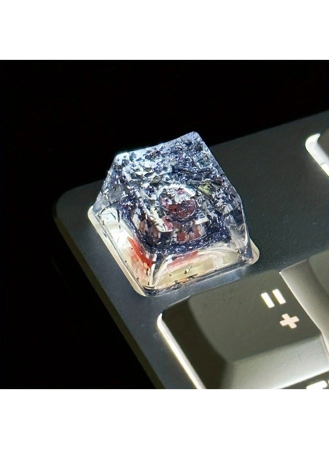 Crystal Style Resin Key Cap - 2PCS 12mm Black＆Blue