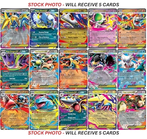 Pokemon Trading Cards - 5pcs ULTRA RARE + Toploader