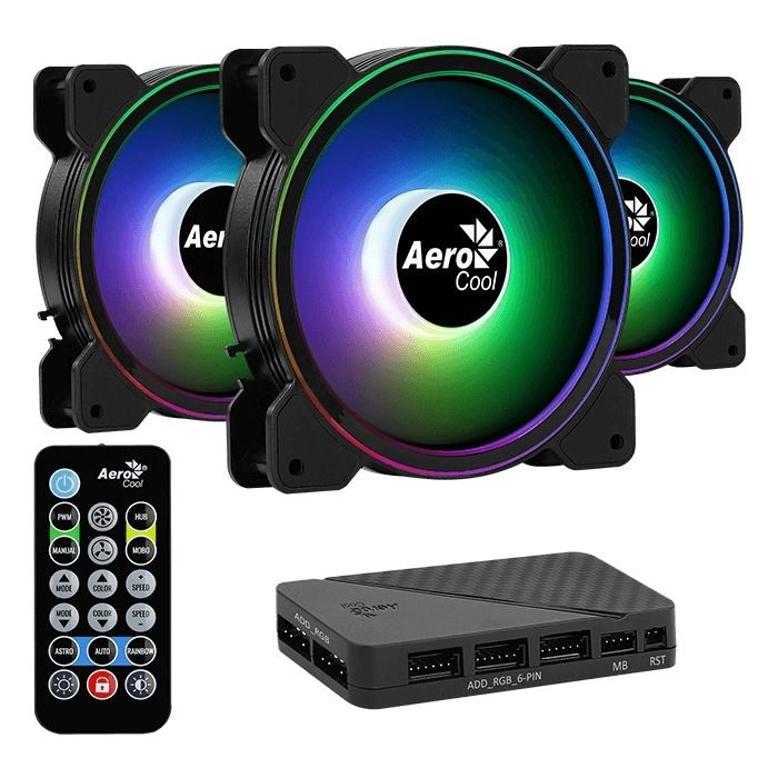 Aerocool Saturn 12F - 3 x 120mm + H66F - RGB Control Hub + Remote Control