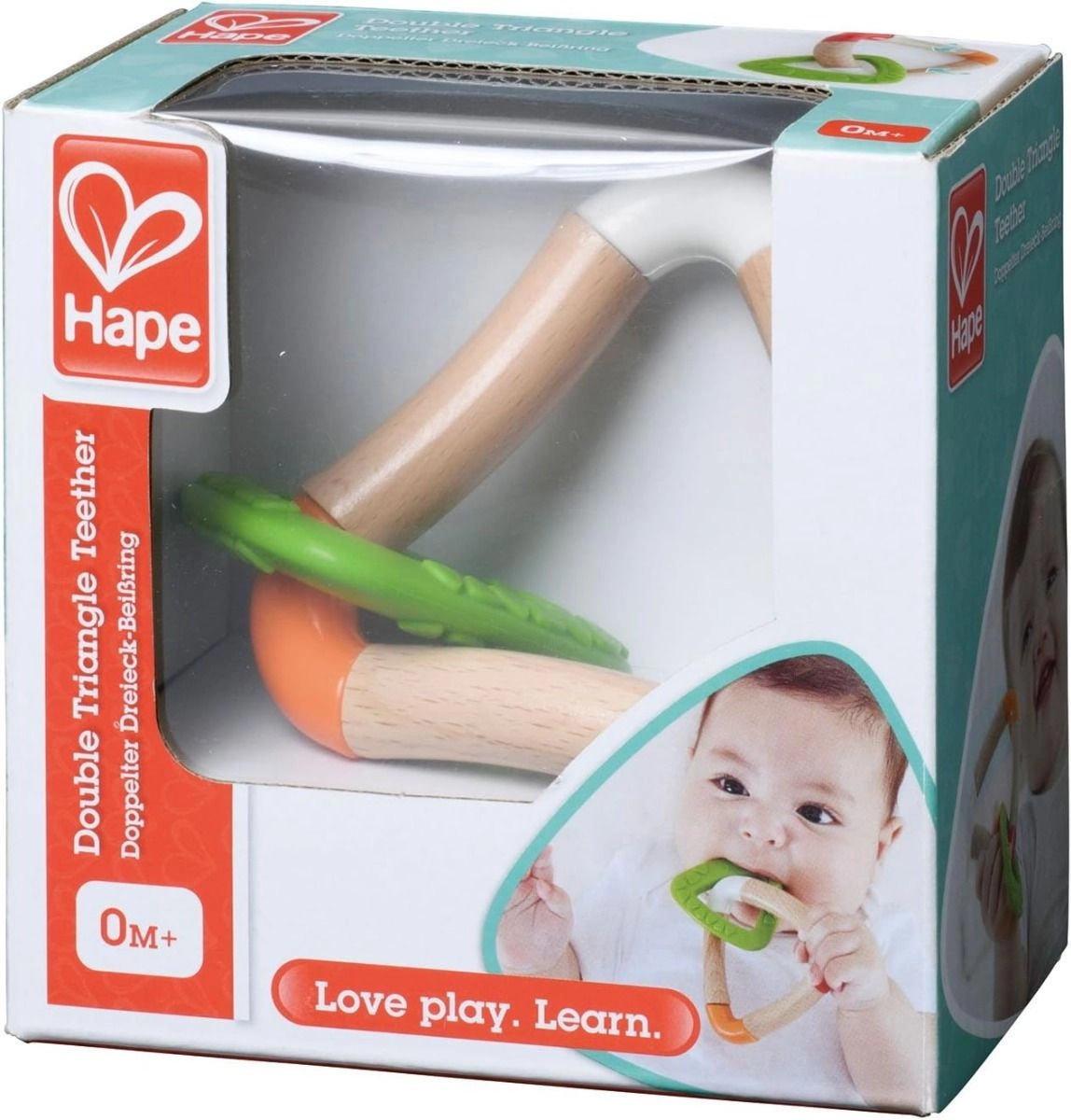 Double Triangle Teether - BPA-free silicone Wooden handle