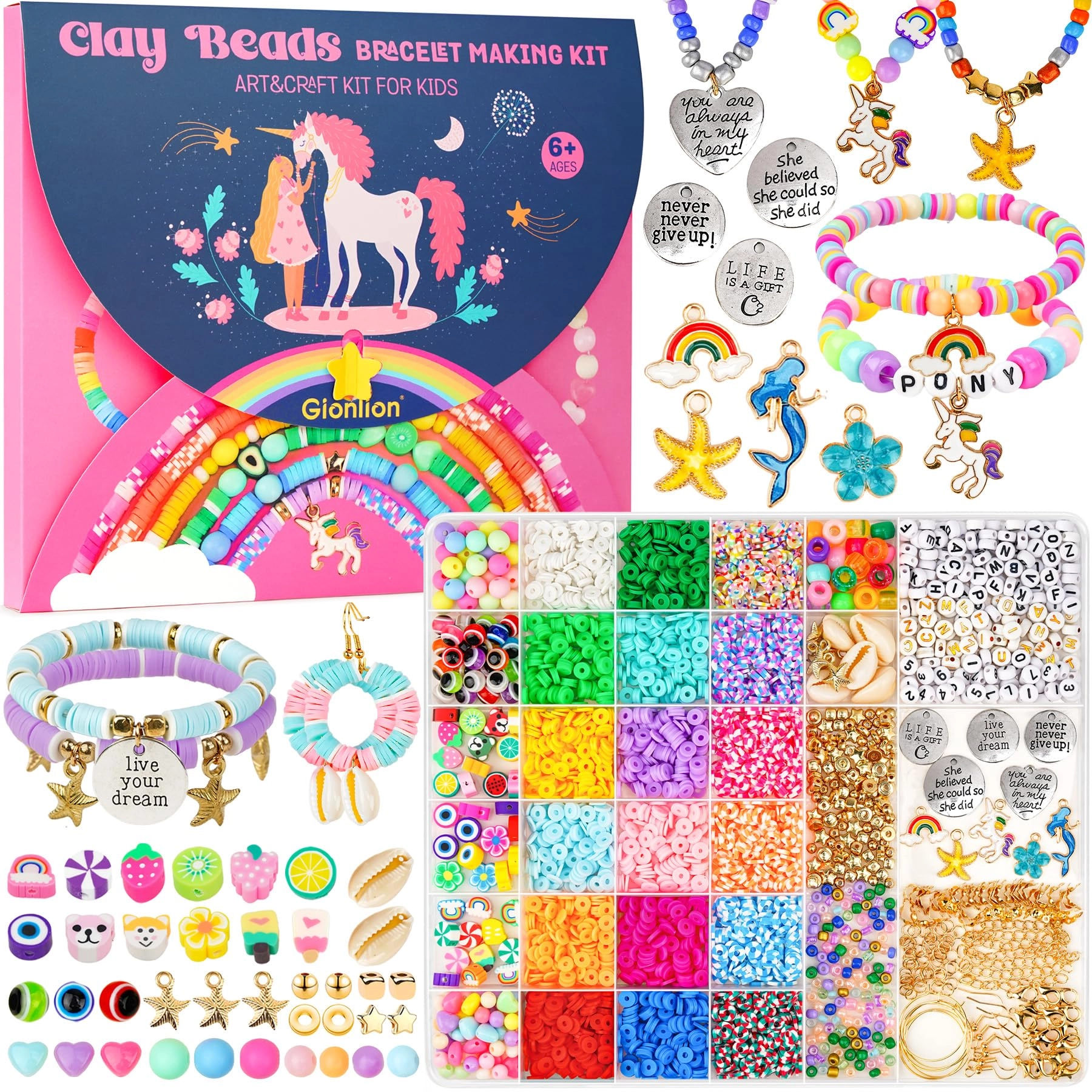 gionlion GL-CLAY1BOX - 198 Pieces Unicorn&Mermaid