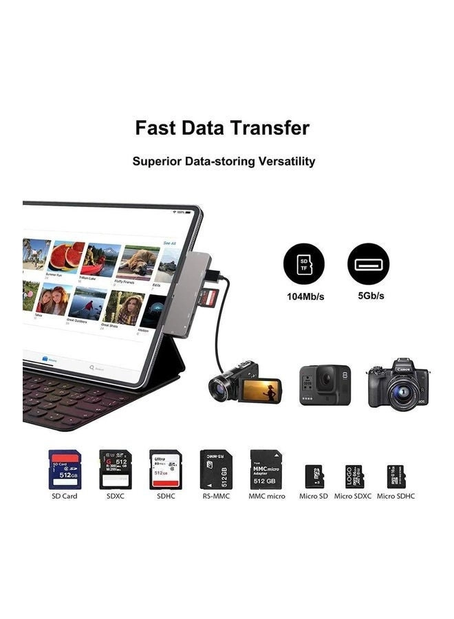 USB Type C Hub - 7 in 1 Grey